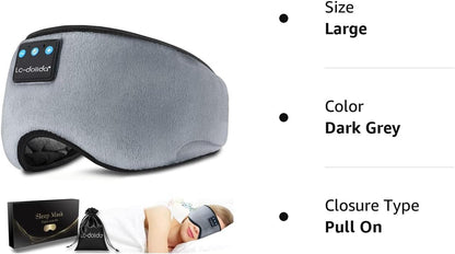 Bluetooth Sleep Eye Mask Wireless Headphones, Sleeping Eye Cover Travel Music Headsets with Microphone Handsfree, Sleep Headphones for Side Sleepers Men Women