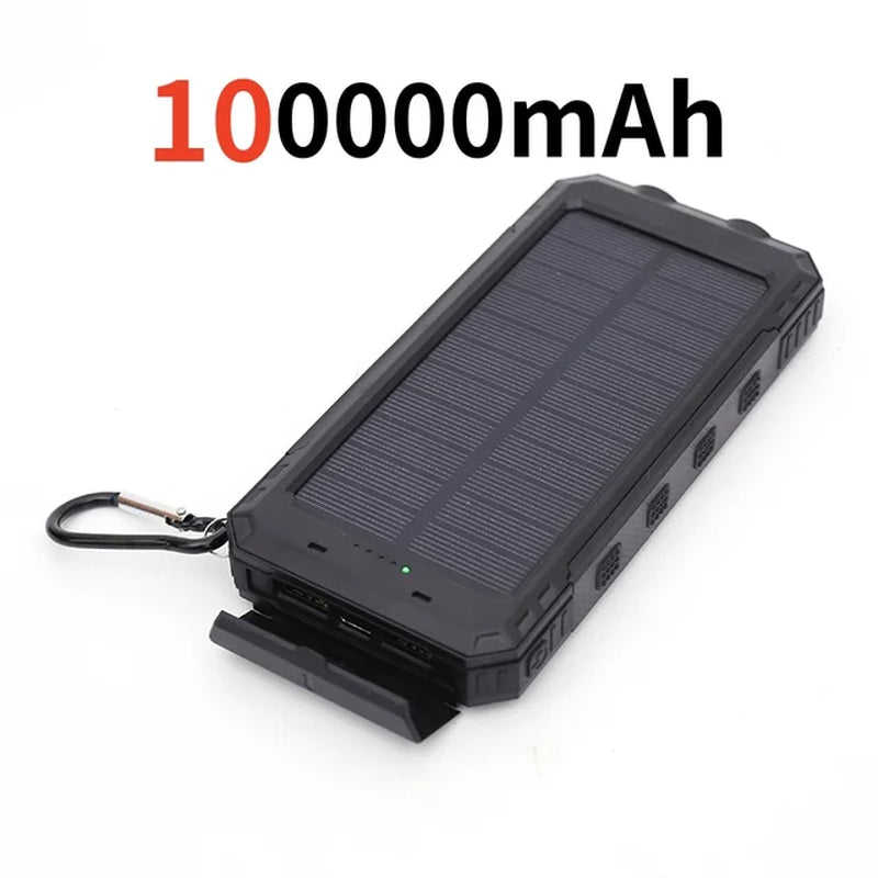 200000Mah Solar Power Bank Outdoor Wild Fishing Camping Ultra-Large Capacity Mobile Power Portable with Compass Rapid Charging ﻿