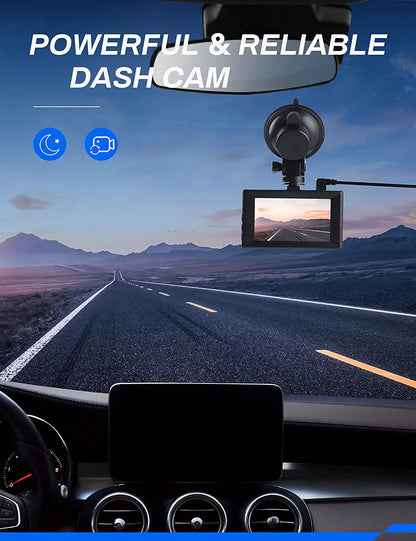 Dash Cam, 2.5K Dual Dash Camera Front and Rear with 3" IPS Driving Recorder Support 256GB Max with Sony Sensor, Super Night Vision